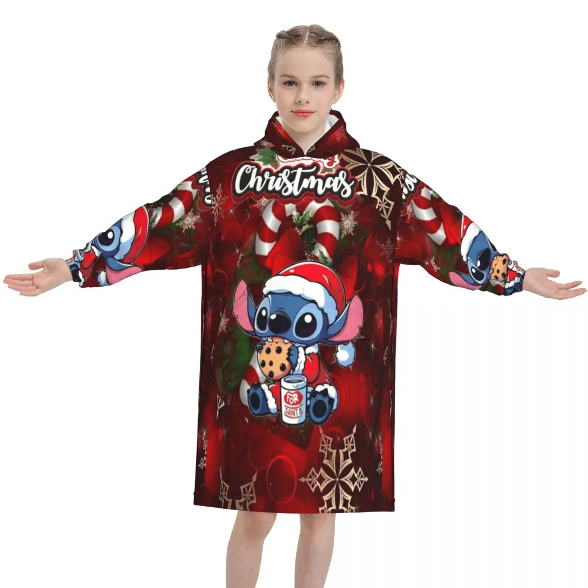 

Стежки Рождество Зима Снег Санта Негабаритное одеяло Толстовка с капюшоном Носимое одеяло Пижамы для детей