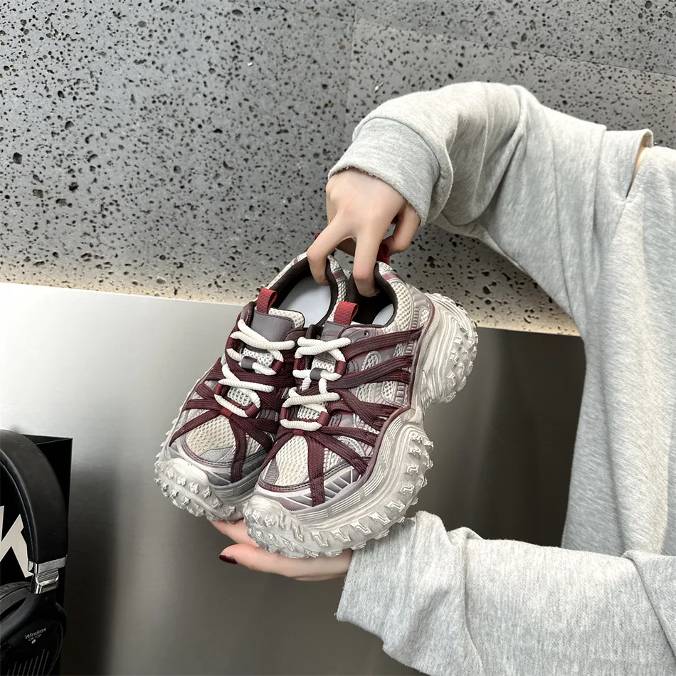 

Дышащие туфли дуриан на толстой сетке, увеличивающие рост, новинка 2025, повседневная спортивная обувь