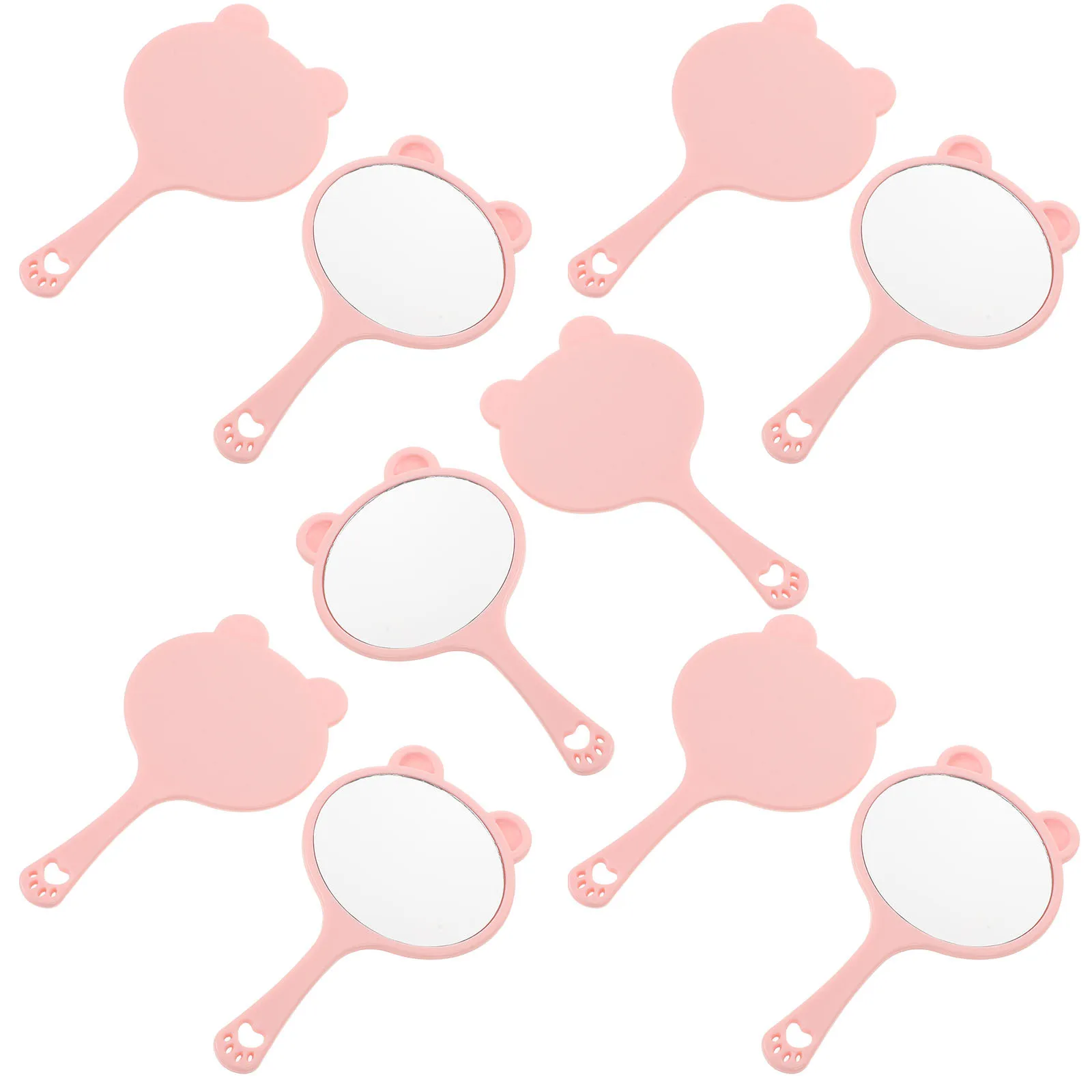 10pcs Cartoon Cat Head Cute Handheld Mirror For Women Mini Portable Makeup Mirror Travel School Home Office Grooming