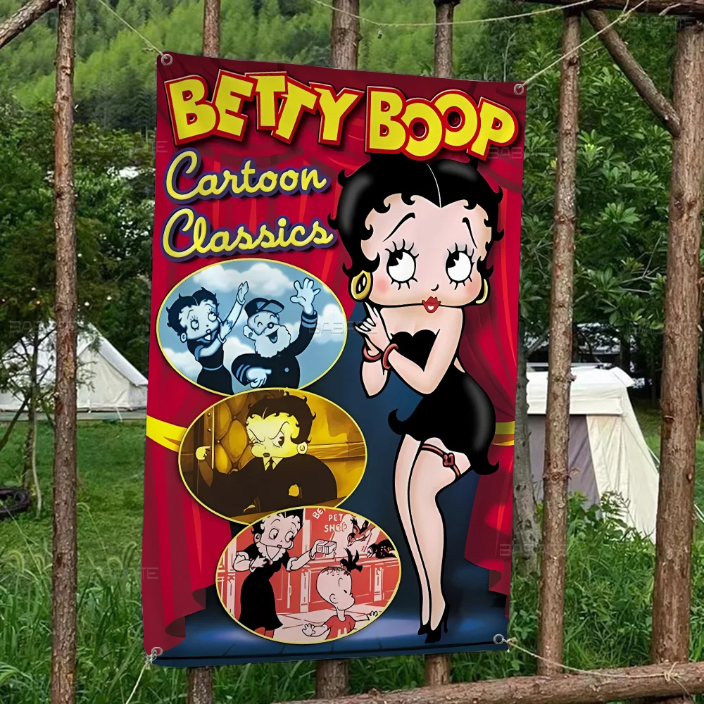 B-Betty B-Boop Cute DIY Flag For Family Group Photo Living Room Home Dorm Decor Wall Art Decor Banner