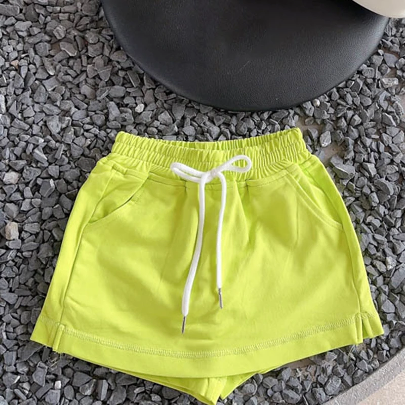 2-6Y Children Clothing Girls Shorts Spring Summer Simple Style Solid Color Pants Culottes Baby Korean Casual Simple Girls Pants