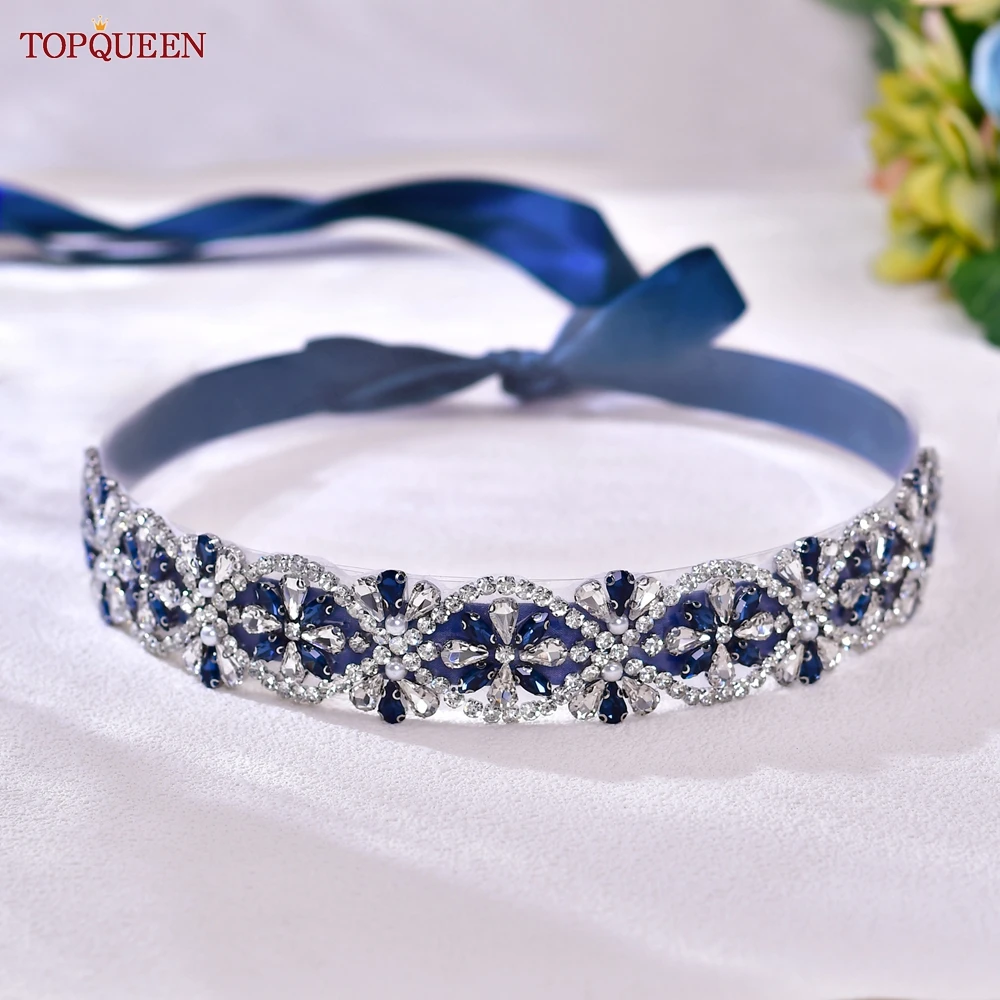 TOPQUEEN-Cinturón de boda con forma de flor y diamantes de imitación, faja de apliques hecha a mano, accesorios de decoración para vestido de mujer, S453-ML