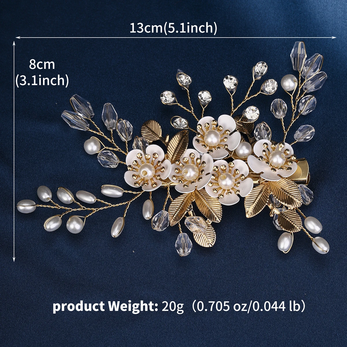 New Gold Luxury Flower Hair Clip Pearl Crystal Alloy Barrettes Bridal Wedding Girls Birthday Hair Accessories Jewelry Headdress