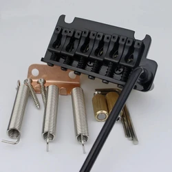 Guyker-2-point guitar tremolo without locking, 10.8 MM string spacing bridge with tremolo system saddle and brass block, black c