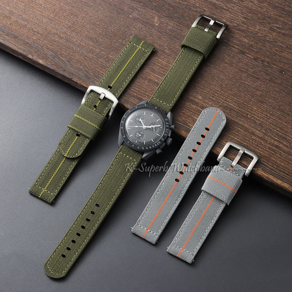 20mm 22mm Quick Release Nylon Sailcloth Watch Band for Omega for Seiko Watch Strap Double Layer Elastic Nylon Women Men Bracelet