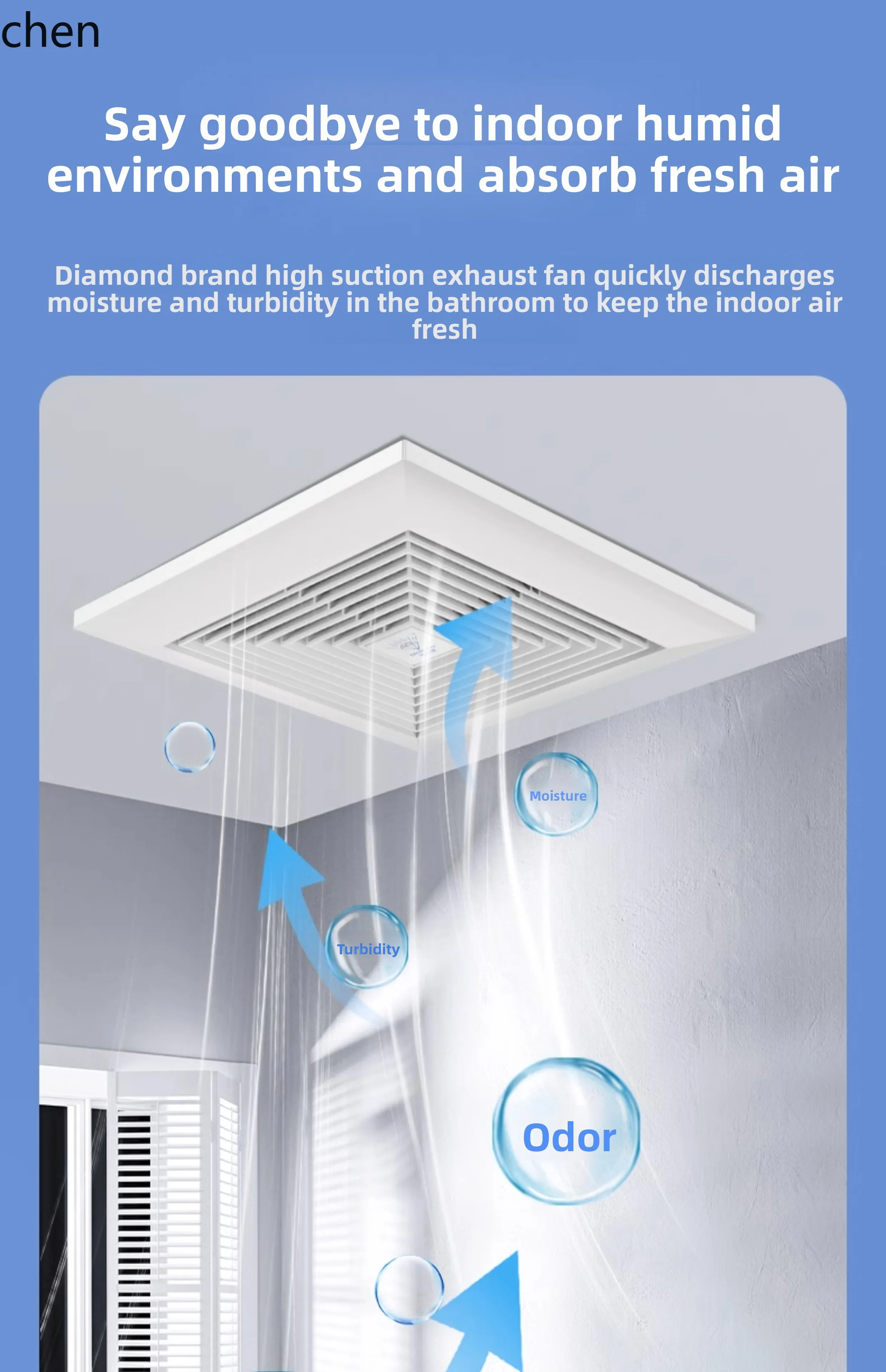 ZML Household Exhaust Fan Strong Suction Kitchen Bathroom Silent Duct Ventilation Fan