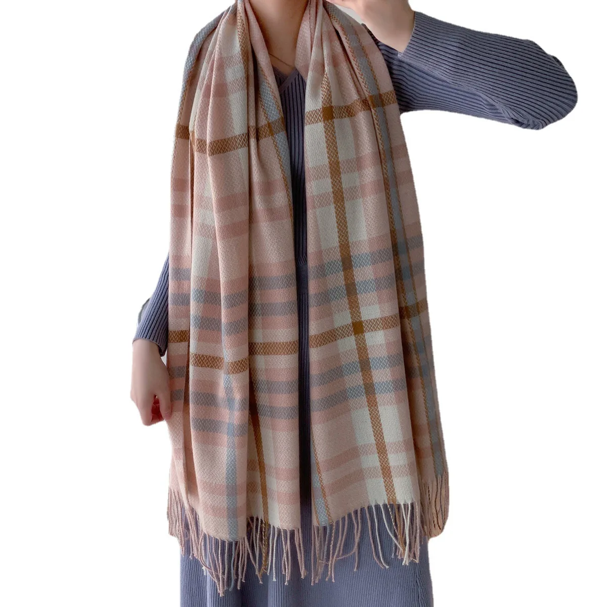 2024 Cotton Scarf Luxury Brand Designer Plaid Print Head High Quality Handkerchief Shawl Women Foulard Fashionable Wrap T411