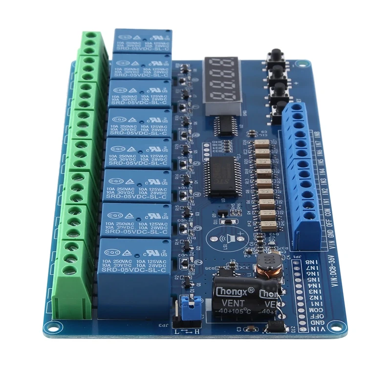 Relay Interface Board Module 8-Channel Multifunction Time Delay Relay Interface Board Module With Light Couple Red Display