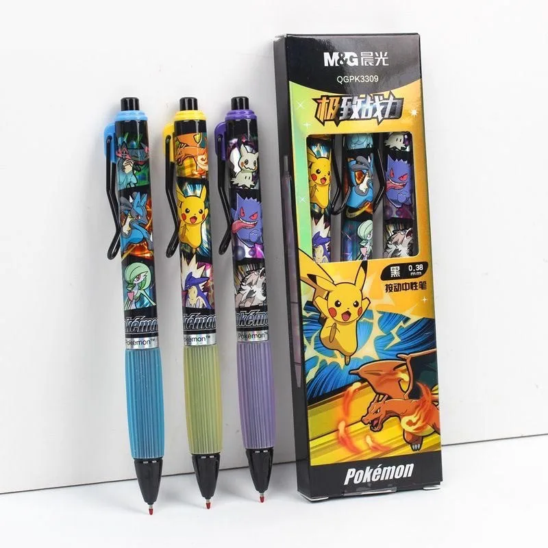 

24pcs/lot Creative Pokemon Mute Gel Pen Cute 0.38mm Black Ink Neutral Pens Promotional Gift Office School Supplies