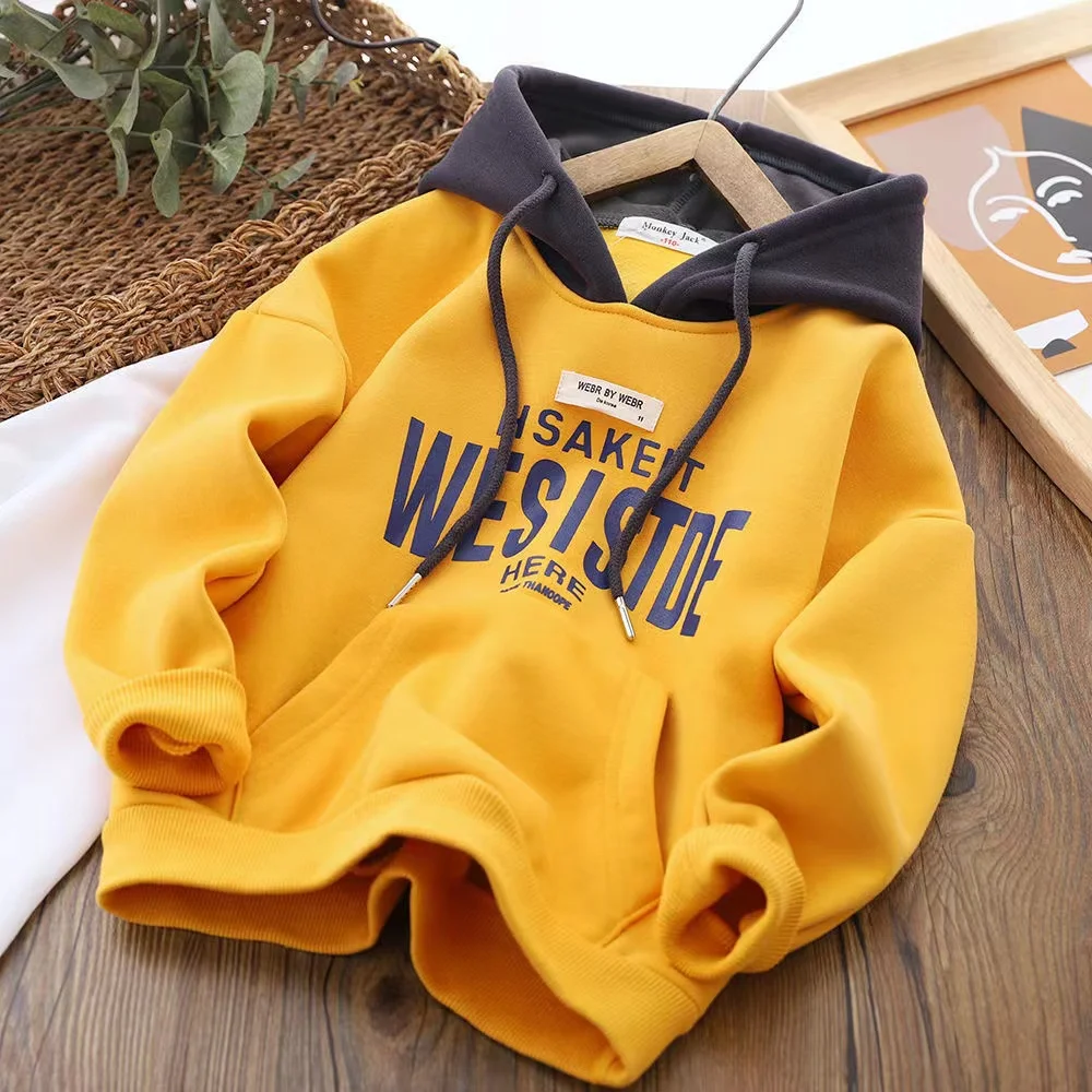 Winter Boy zip hoodies Clothes Hoodies Plus velet Thicken Thermal Loose Pullovers letter print Casual Children Clothing