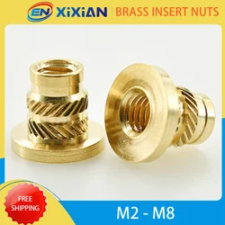 Brass Insert Nut M2 M2.5 M3 M4 M5 M6 M8 Hot Melt Knurled Flange Copper Nut Thread Heat Molding Injection Embedment T-type Nut