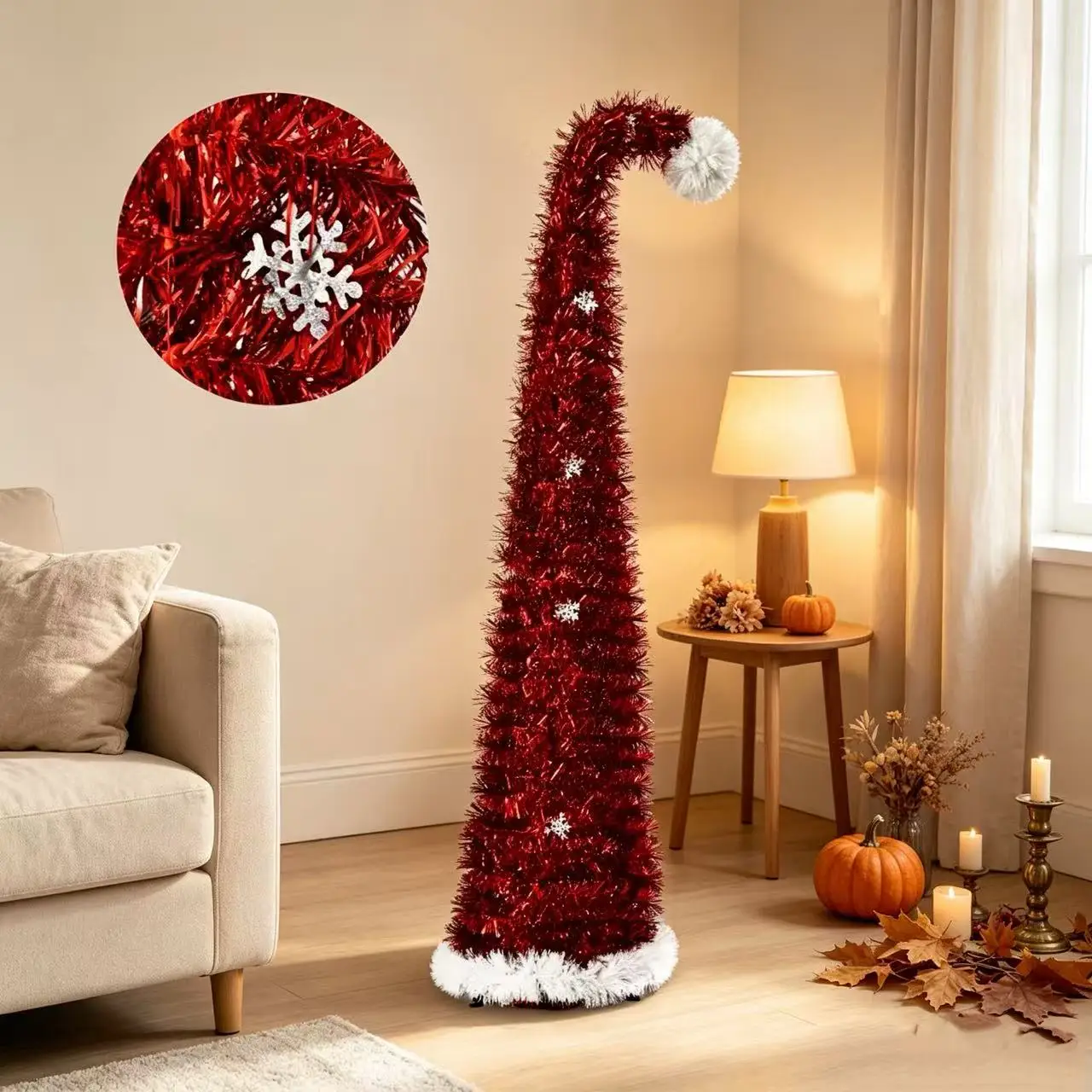 1 piece/Retractable Christmas tree, a Christmas tree shaped like a Santa hat, a festive decorative accent, and a standalone item