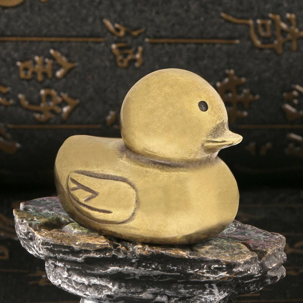

Brass Yellow Duck Large Animal Figurines Ornament Cute Kawai Fat Duck Desktop Decoration Retro Antique Craft Collection Gift