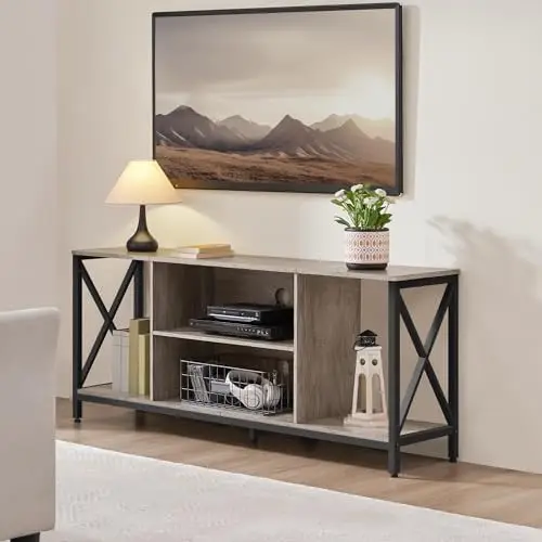 TV Stand for TVs up to 65 Inch, 55 Inch Entertainment Center with Storage, Wood TV Console with Shelves for Living