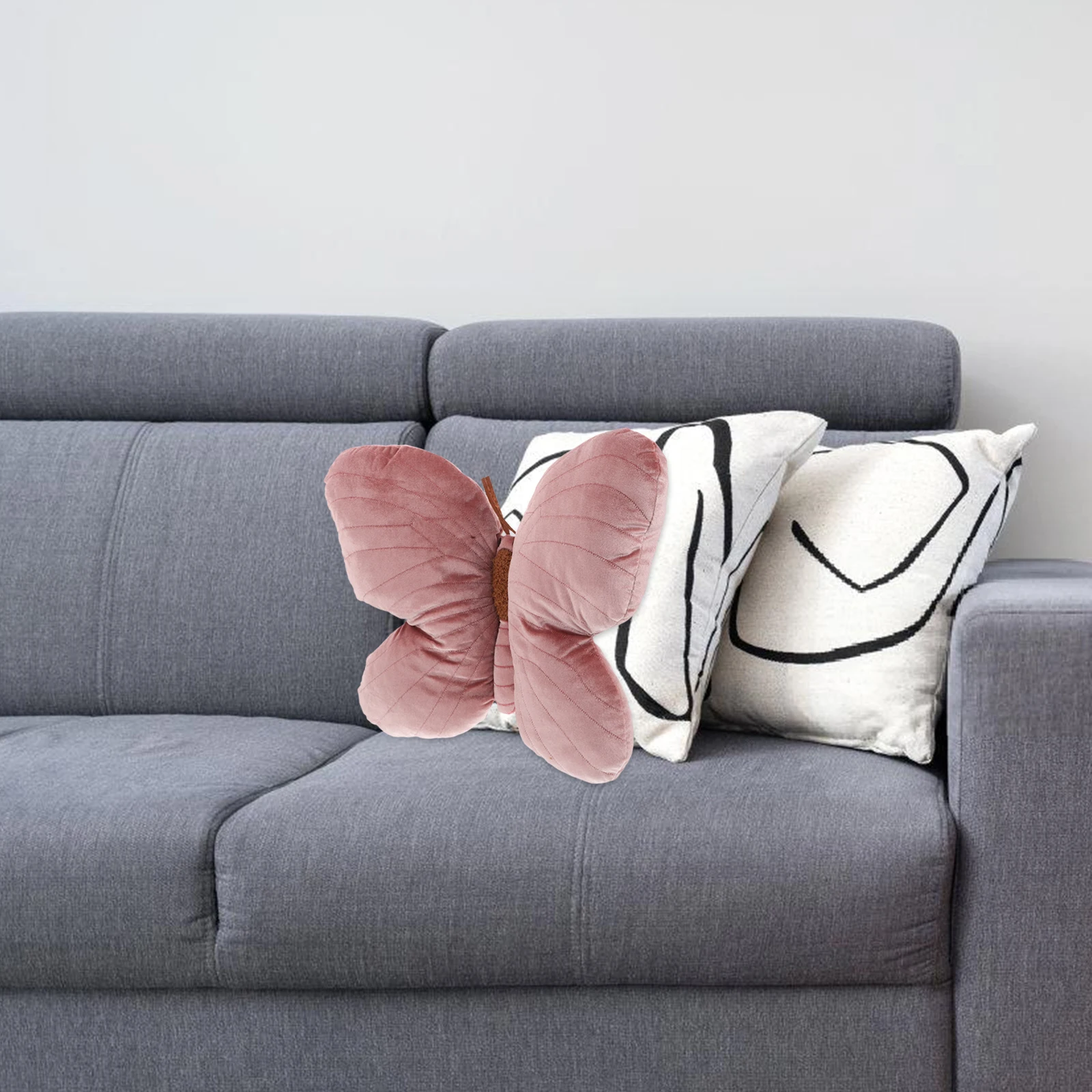 Adorable Pink Butterfly Cute Decorative Throw Pillow For Bed Soft Comfortable Hug Pillow Portable Lumbar Support For Home Travel