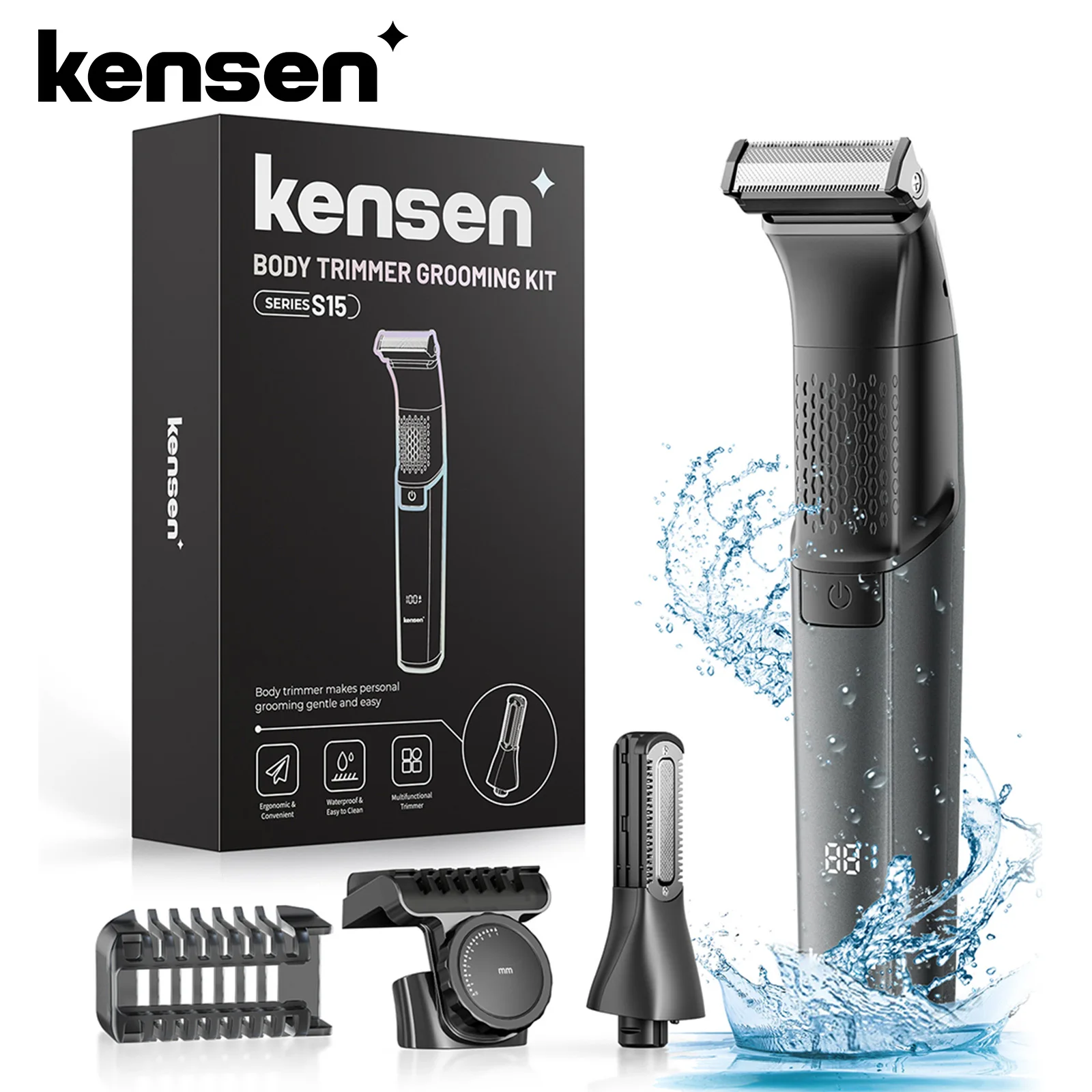 プレーヤー kenken Kensen S15 Electric Hair Trimmer For Men 2 in 1 Body Hair Shaver