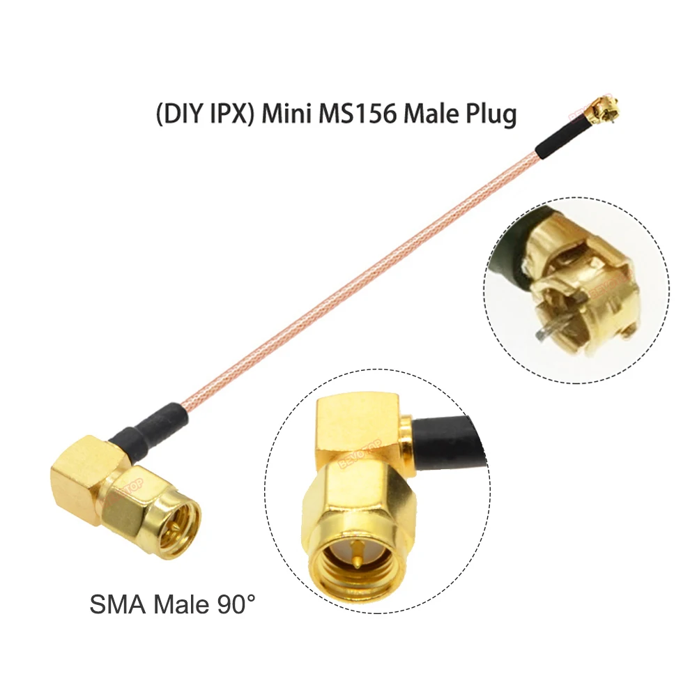 BEVOTOP New Arrival DIY  Male Plug Mini MS156 to SMA / RP-SMA Male RG178 Cable RF Coaxial WIFI Antenna Extension Jumper