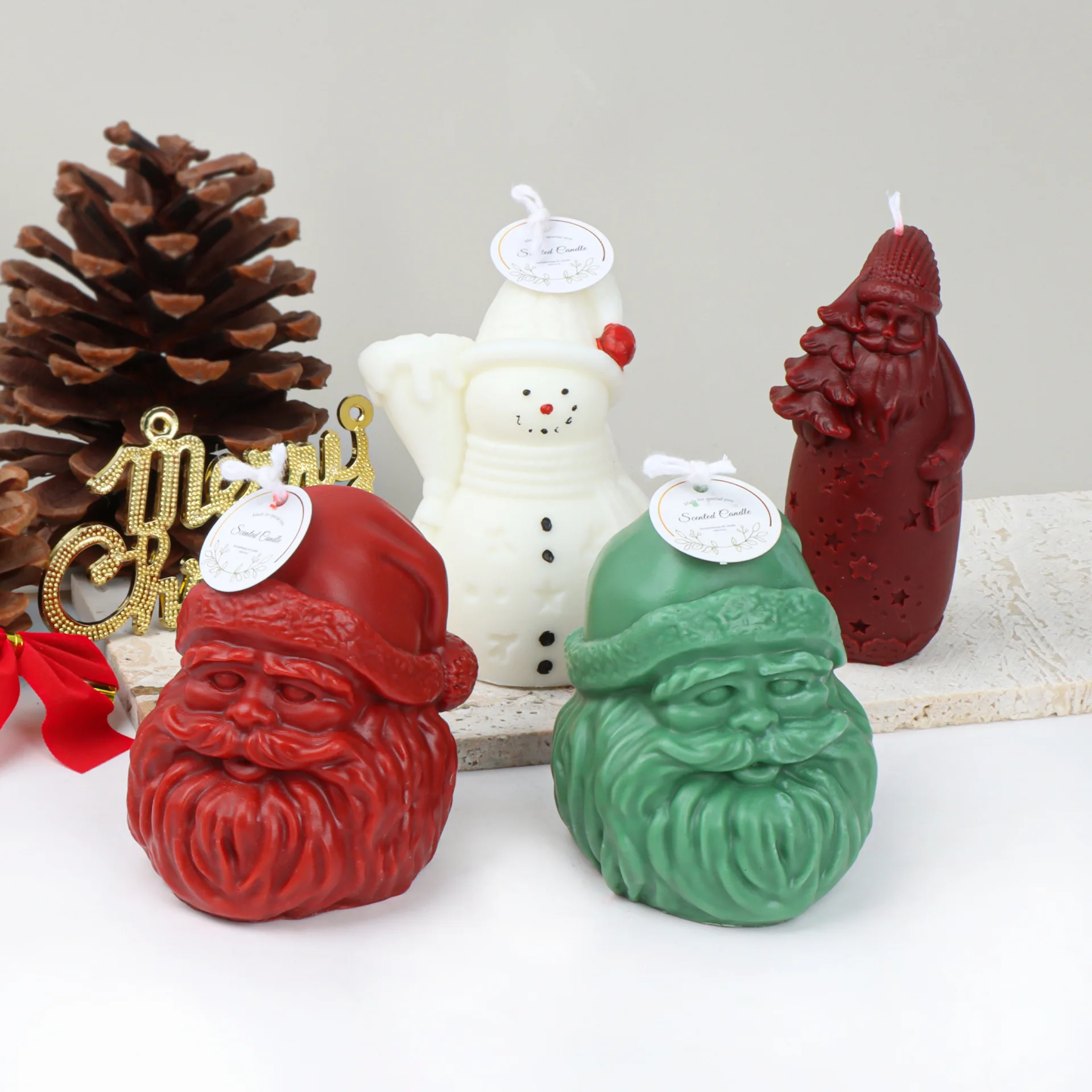 Santa Snowman Silicone Candle Mold DIY Handmade Soap Resin Gypsum Fondant Aromatherapy Ice Cube Baking Mould Home Decor Gifts