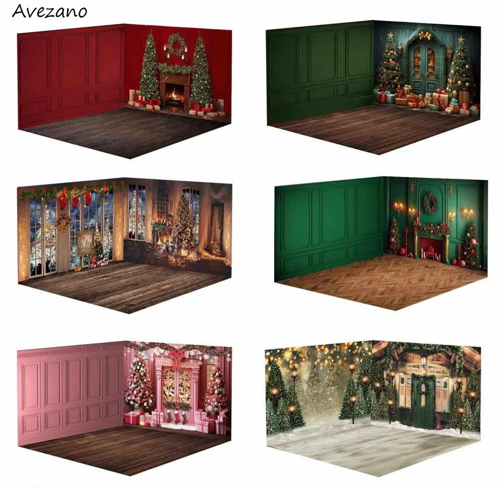 Avezano Christmas Room Backdrop Winter European Style Wall Child Portrait Photo Photography Background Photo Studio Photocall