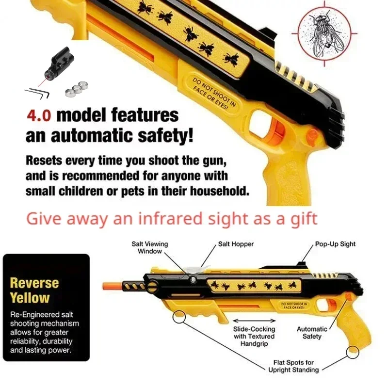 New 4.0 Upgraded Laser Aiming Salt Gun Fly Give away an infrared sight as a gift and Mosquito Killer Adult Simulation Toy