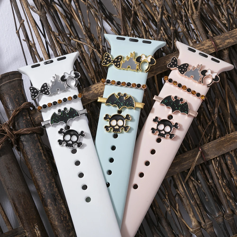 Strap Decoration For apple watch Accessories Silicone Strap Decorative Ring Studs Set Ornament Smart Watch Jewellery Decoration