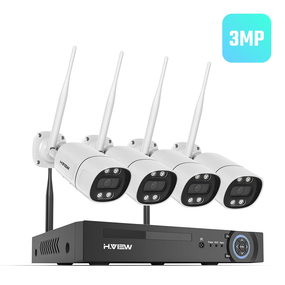 H.view 8CH 3MP 5MP Draadloze 2.4GHz Wifi Camera Beveiligingssysteem CCTV Camera Videobewakingskit NVR Buiten Tweeweg Audio