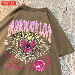 Trend Cotton Women'S T-Shirts Passionate Love Confidence Printing Short Sleeve Oversize O-Neck Soft Tops Summer Female Clothes