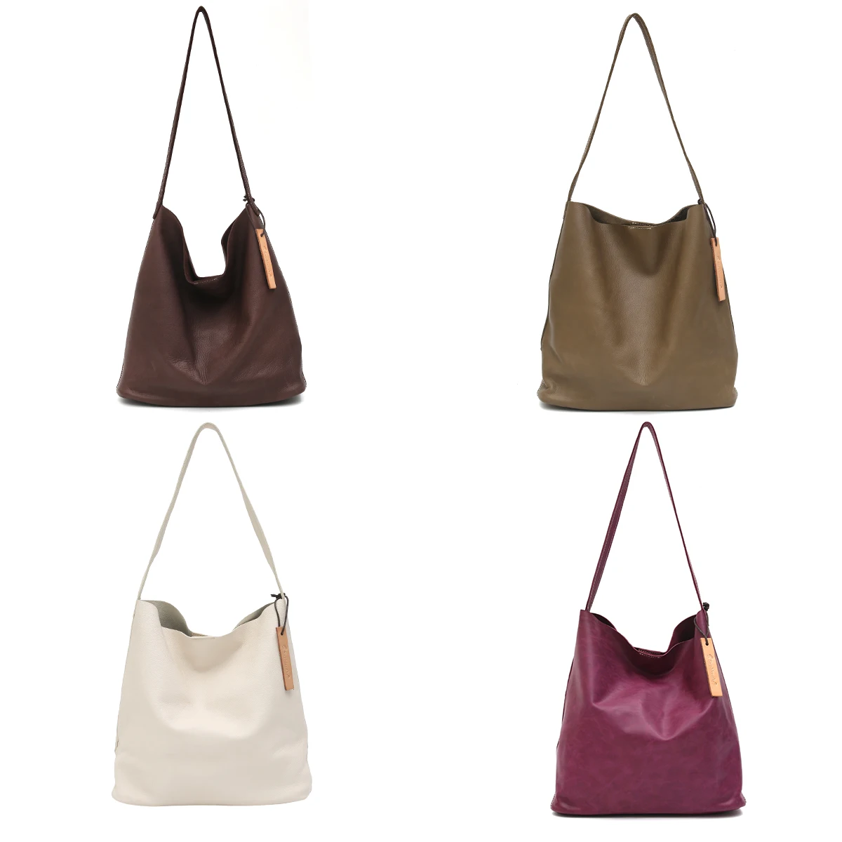 SC Vintage Genuine Leather Hobo Women Casual Soft Cowhide Shoulder Bags Slouchy Large Capacity Daily Handbags with Liner Purse