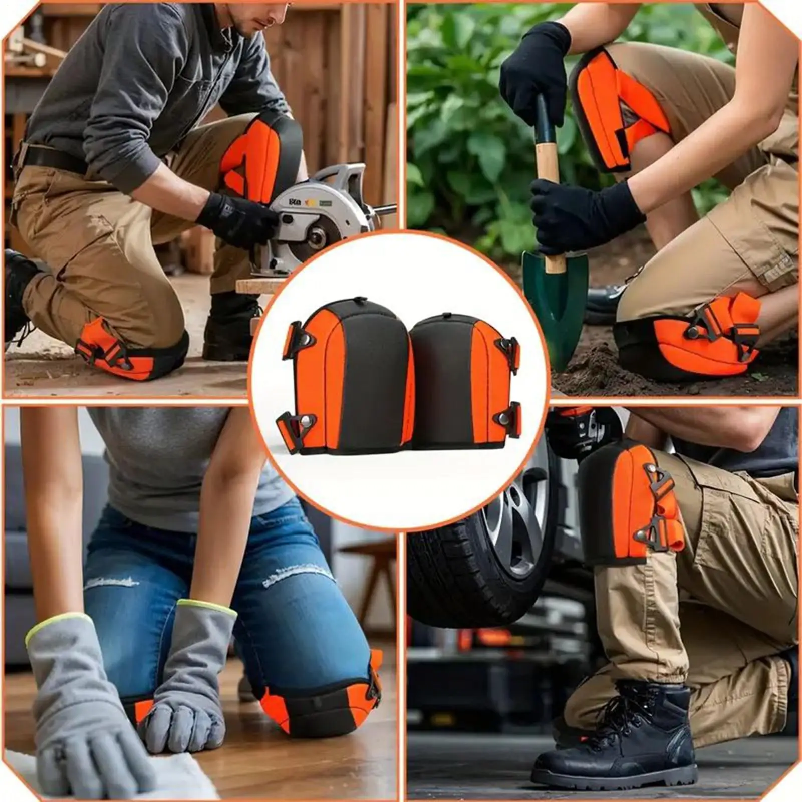 Professional Foam Padding Knee Pads with Adjustable Straps Waterproof Kneepads for Working Gardning House Cleaning