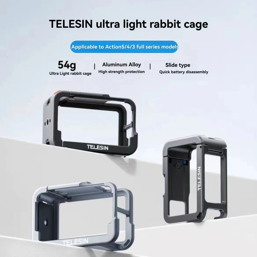 

Клетка для камеры TELESIN, легкий металлический каркас, расширенная защита от падения для экшн-камеры/4/3, аксессуары для расширительной камеры