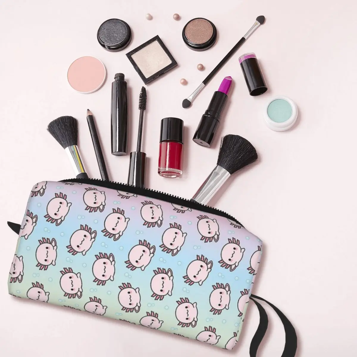 Niedliche Axolotl Rucksack Make-up Tasche Kosmetik Veranstalter Lagerung Dopp Kit Toiletten artikel Kosmetik tasche für Frauen Schönheit Reise Feder mäppchen