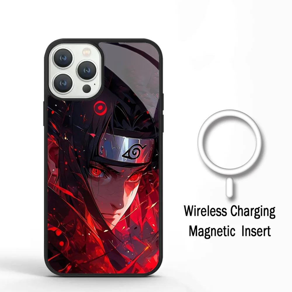 Anime N-Naruto S-Sasukes Phone Case For IPhone 11 12 13 14 15 Plus Pro Max Mirror Acrylic Cover For Magsafe Wireless Charging