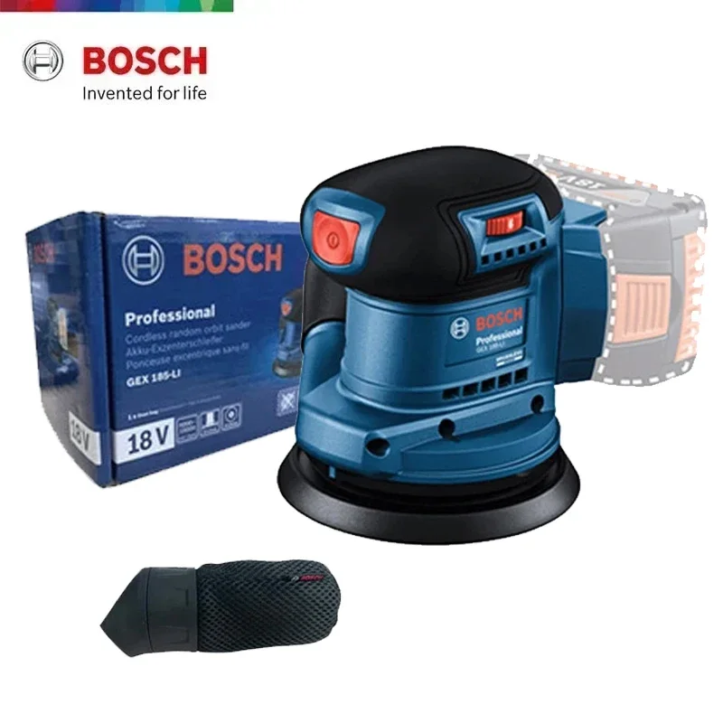 BOSCH GEX 185-LI 18V Brushless Rechargeable Random Orbit Sander 125mm Disc Wood Polishing Paint Polishing Handheld Electric Tool