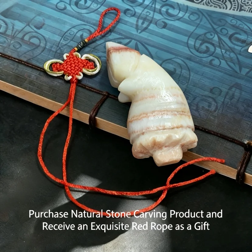 Natural Colorful Cloud-Patterned Decorative Stone Ornament, with a Polished Flesh-Shaped Pendant with Red String, for Desktop, Home, and Office Decoration, Housewarming and Holiday Gifts