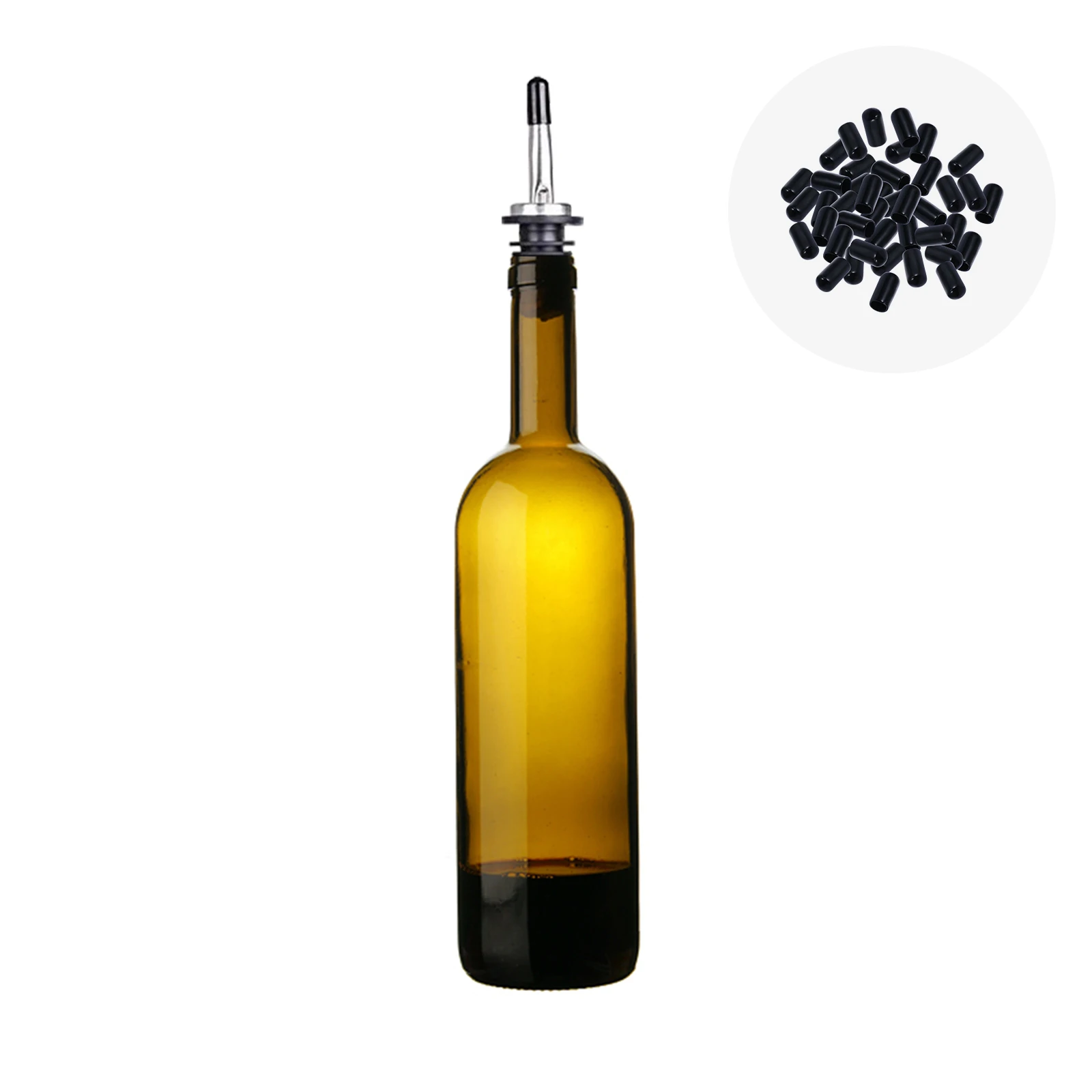 

100pcs Bottle Pour Spout Covers Wine Bottle Pour Spout Caps Liquor Pour Spouts Caps Rubber Stopper Pours For KTV Bar 2X1X1 CM