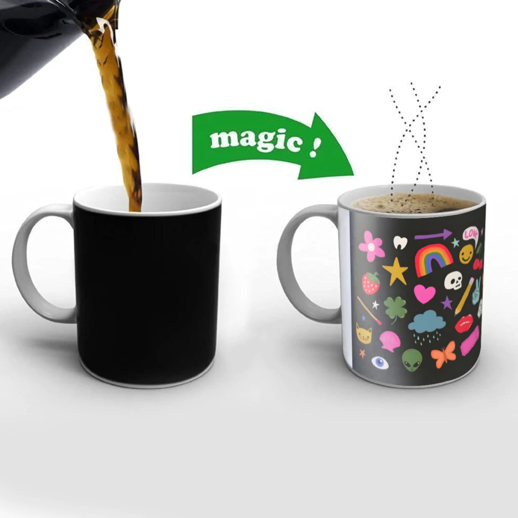 

Little Trinkets Illustration Creativity Change Color Chang mug Ceramic mug Hot Coffee Cup Breakfast Cup Mug Friend Gift