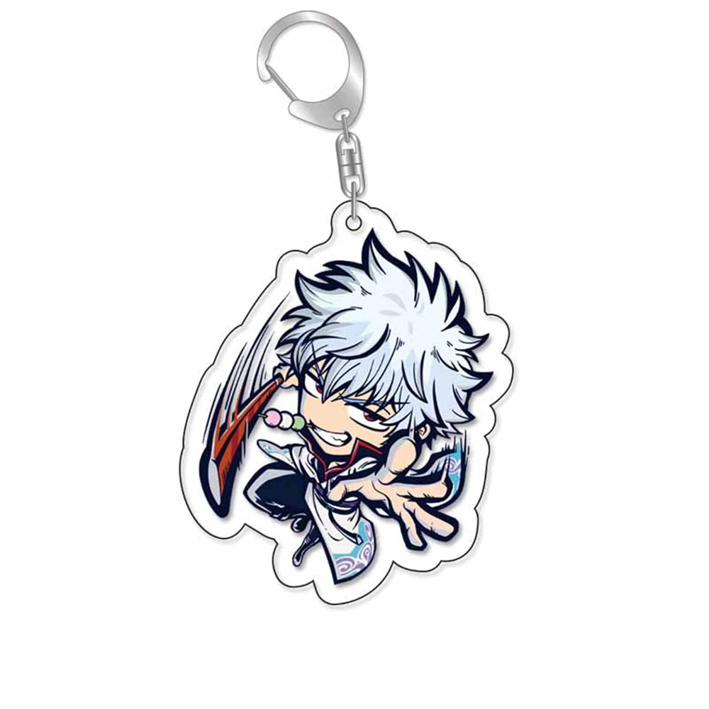 Anime Gintama Sakata Gintoki Shimura Shinpachi Kagura Kondou Isao Cosplay Acrylic Key Chain Keychain Pendant Prop Accessories