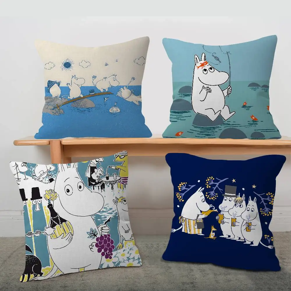 

Anime M-MoominS-S Pillow Cushion Cover Pillowcase Living Room Sofa Home Decor Customized