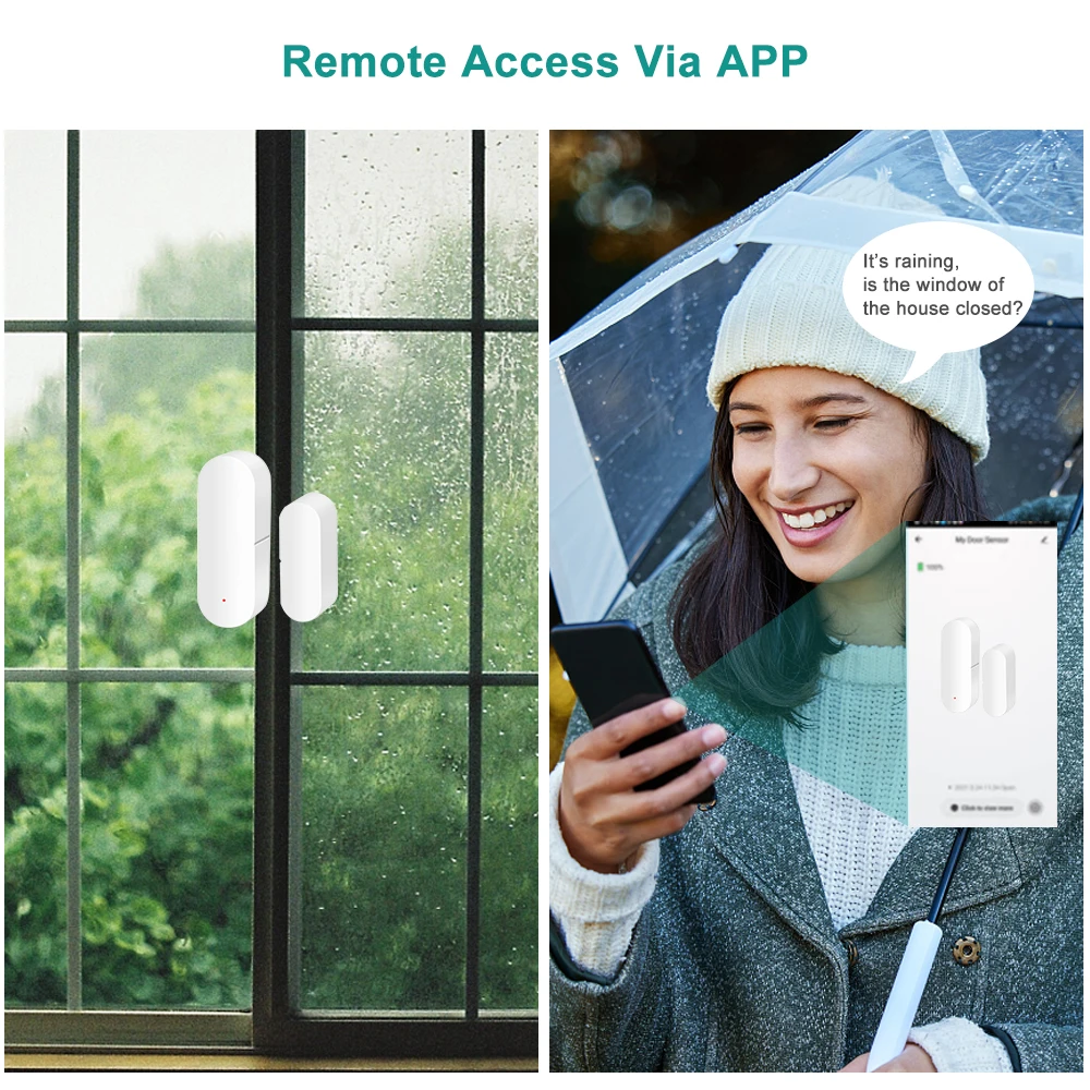 Anpviz Tuya Smart Home Wifi Door Window Sensor Security Protection Open/Closed Detector Compatível com Alexa Google Smart Life