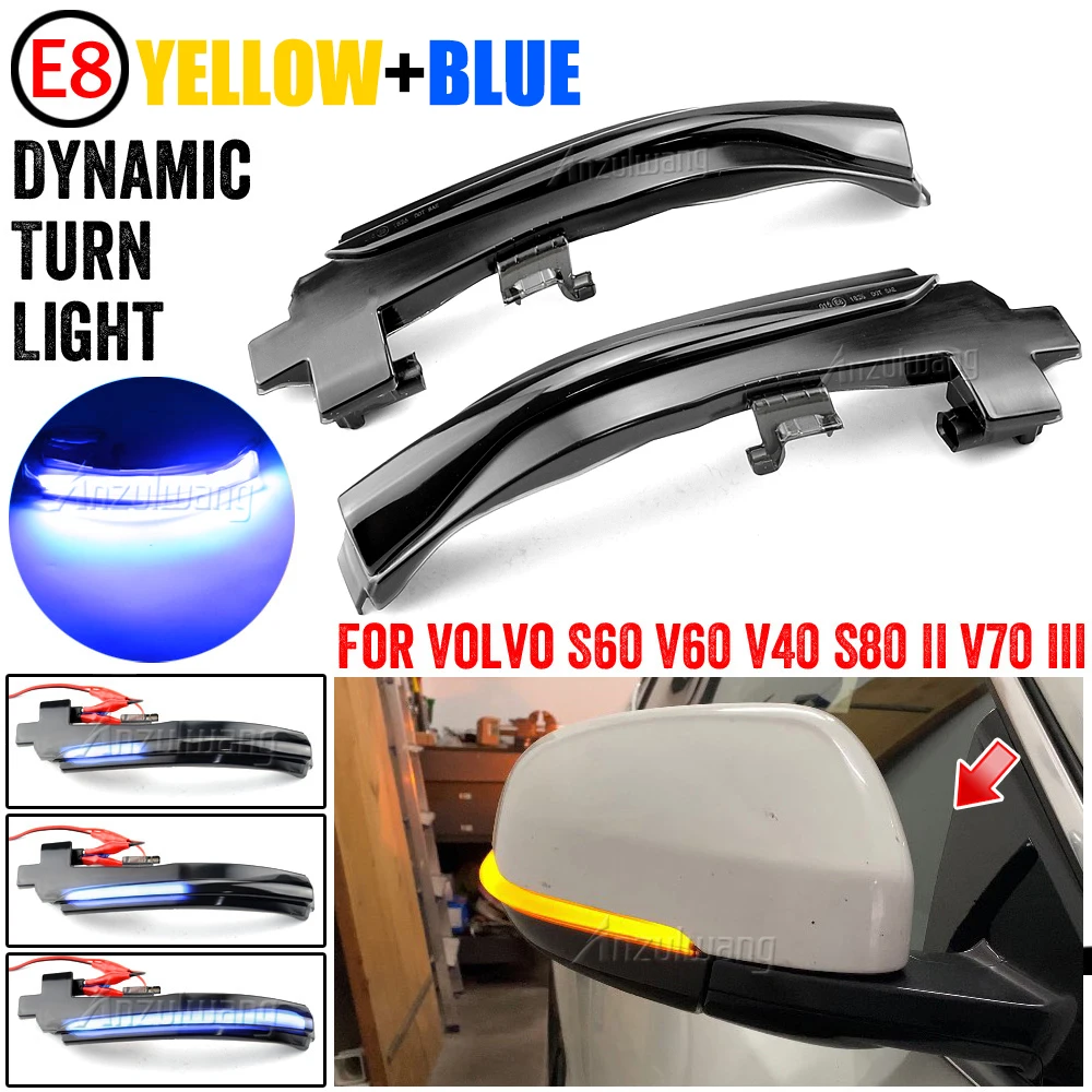 Rearview Mirror Lamp Dynamic Blinker LED Turn Signal Light For Volvo V40 V60 S60 Cross Country S80 2014-2018 V70 III 2012-2016