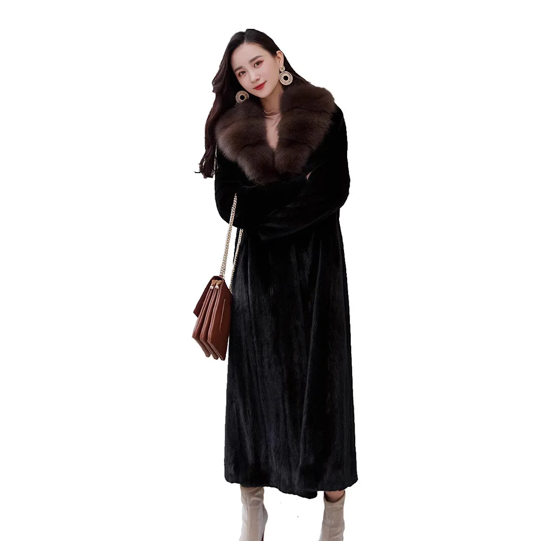 2023 new mink collar mink fur coat for autumn and winter warmth, faux fur coat, faux fur mink fur coat, Haining