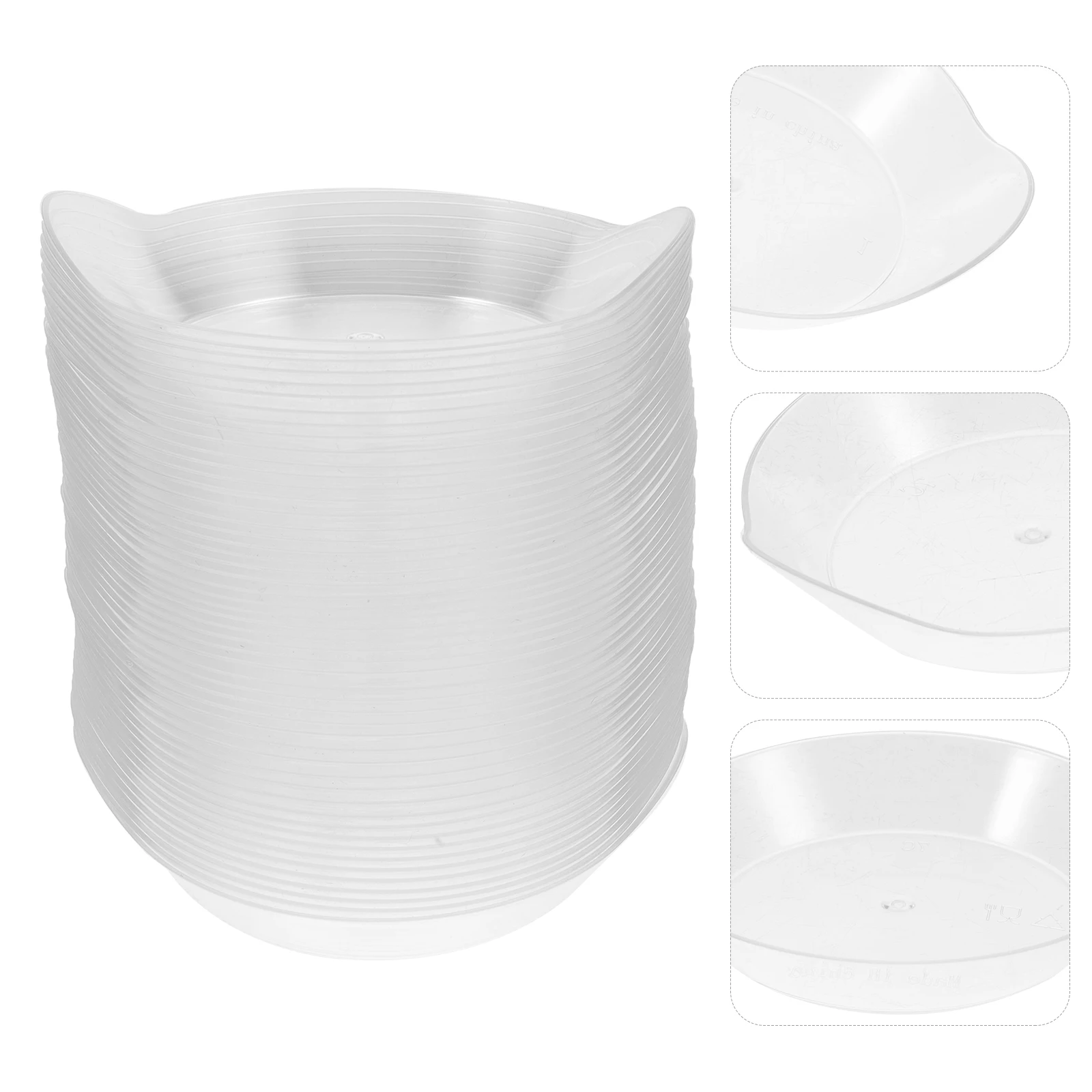 

50pcs Clear Candy Party Dessert Plate Plastic Fruit Bowl Snack Tray Dried Fruit Dish Appetizer Serving Plate Lightweight Plastic