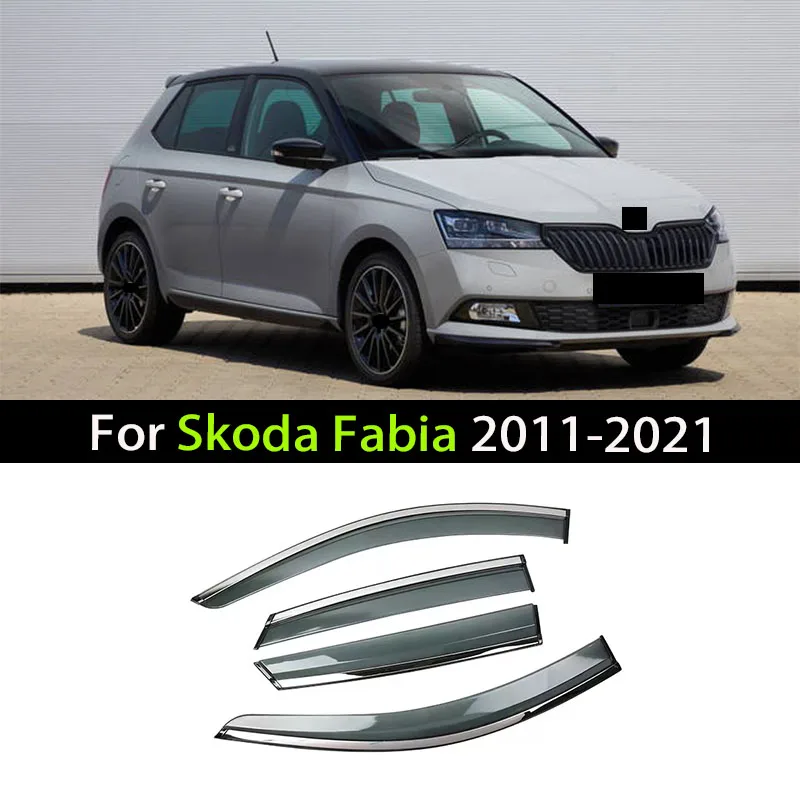 Car Window Visor For Skoda Fabia 2012 2013 2014 2015 2016 2017-2021 Deflectors Window Rain Guard Weathershield Sun Rain Guard