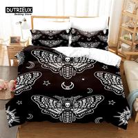 Black Death Moth Bedding Set Gothic Skull Duvet Cover Set Butterfly Moon Stars Mandala 3D Print Comforter Cover With Pillowcases