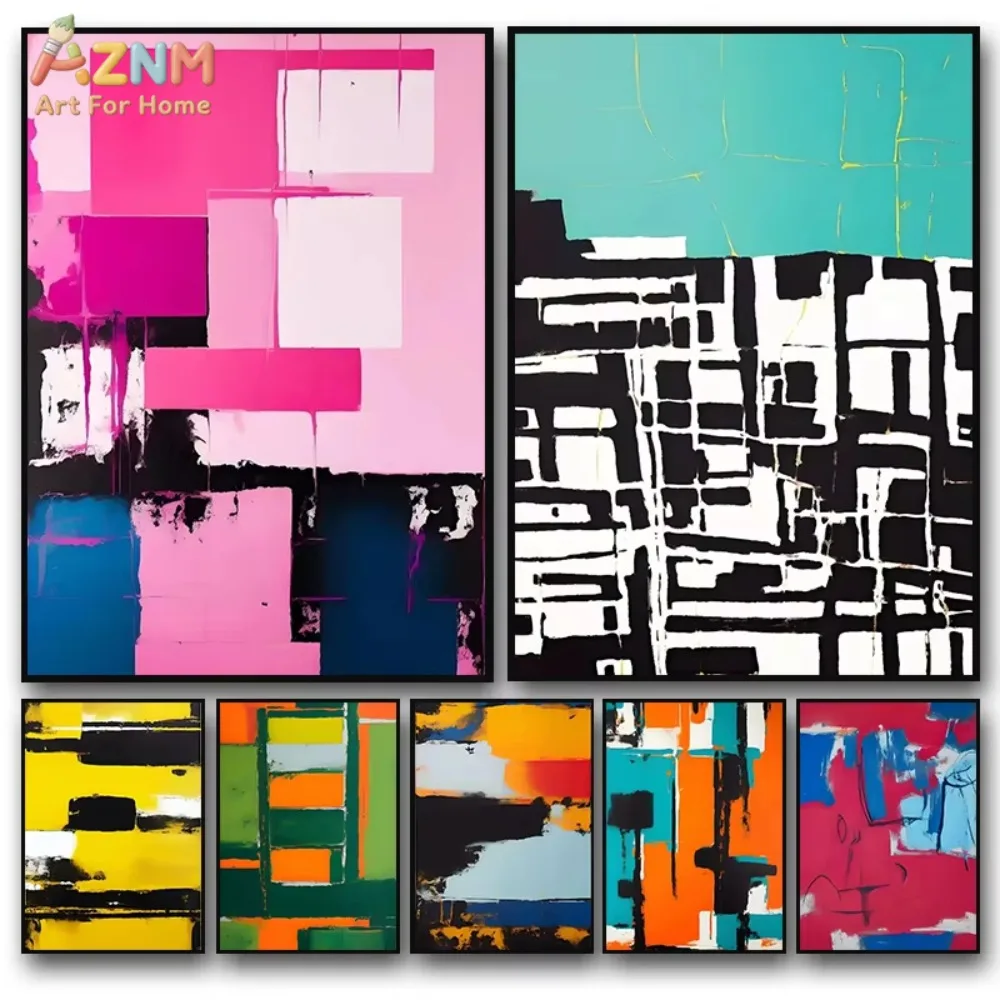 

1pc Abstract Minimalist Colorful Red Yellow Blue Canvas Painting Poster Wall Art Hd Printing Poster Nordic Picture Living Room