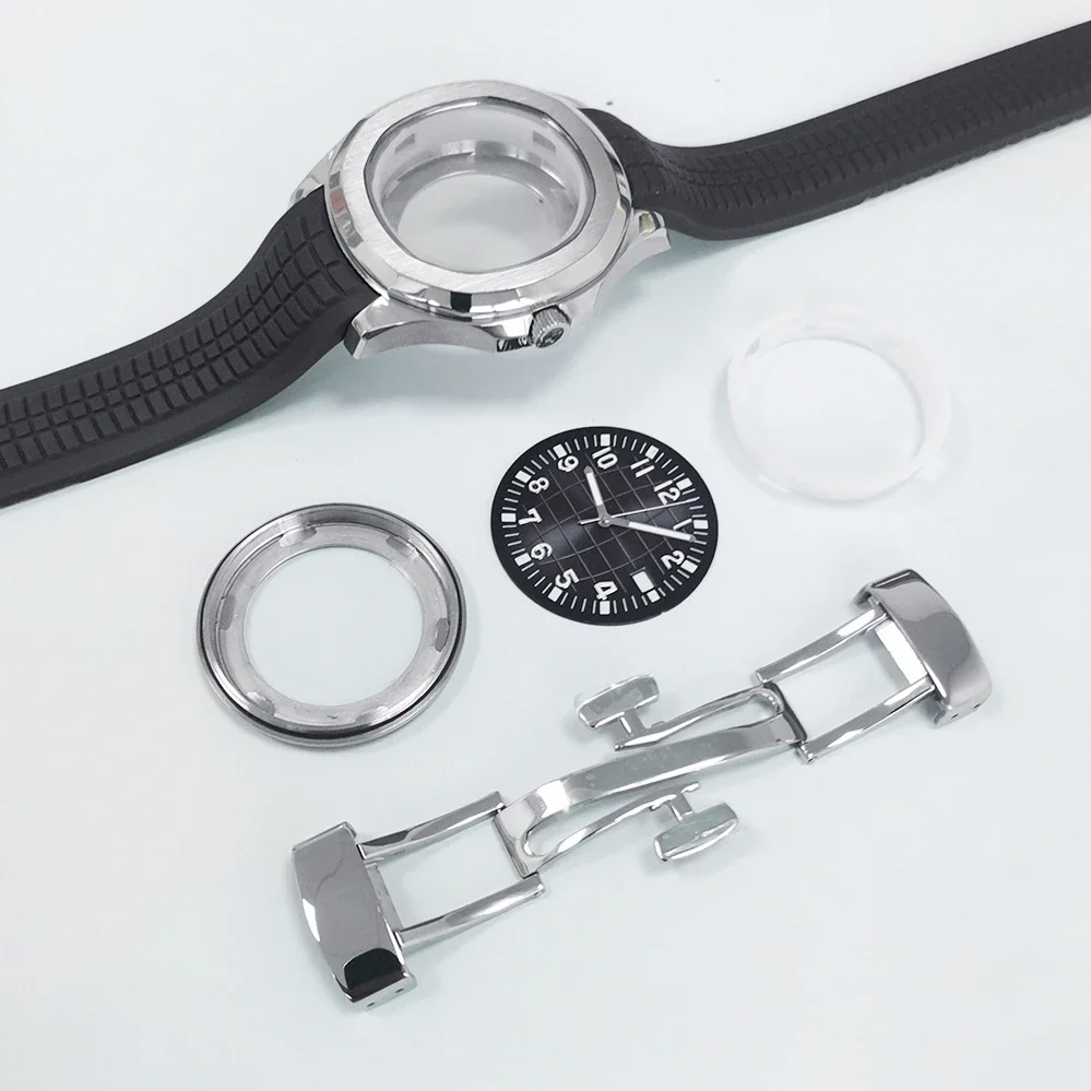 

42mm 316L Stainless Steel Watch Case Dial Hands Rubber Strap for AQUANAUT Nautilus NH35/NH36 Automatic Movement Men Watch Parts