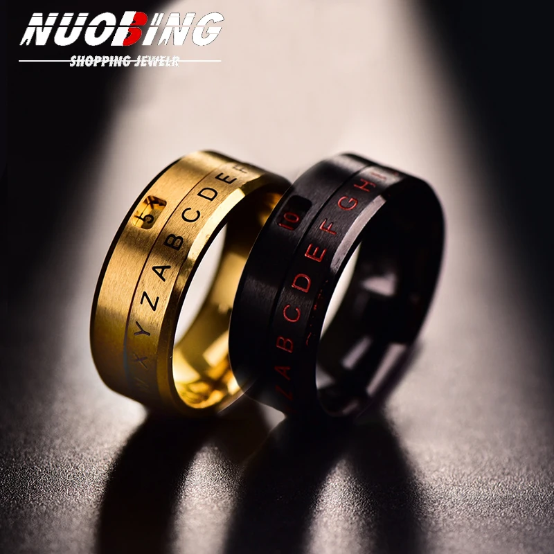 

Men's Rotating Ring 8MM New Fashion Free Rotating Digital Letters Stainless Steel Women's Treatment For Depression Fret Jewelry