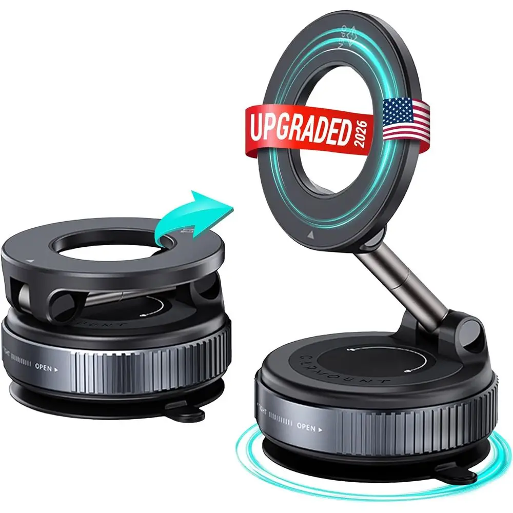 

Clutch-X ™ Черный – Улучшенный вакуумный держатель для телефона на присоске для автомобиля, для iPhone, крепление на окно, 360° ° Вакуумный магнитный привод