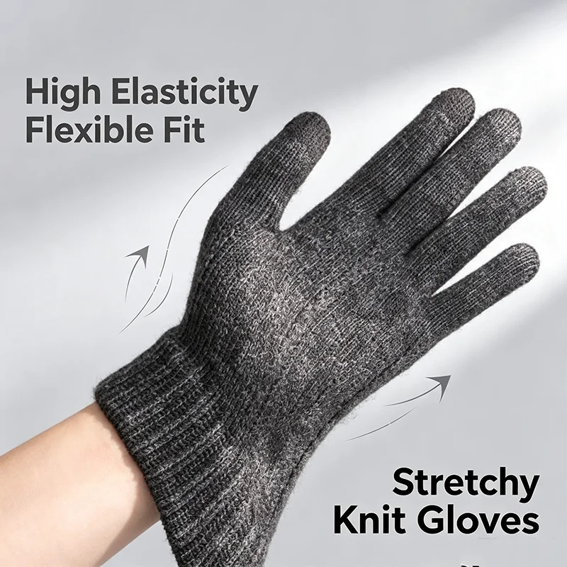 1/2/3 Pairs Winter Universal Gloves Thickened Cold Proof Cycling Outdoor Gloves Casual Warm  Elastic Knitted Sking Hiking Gloves