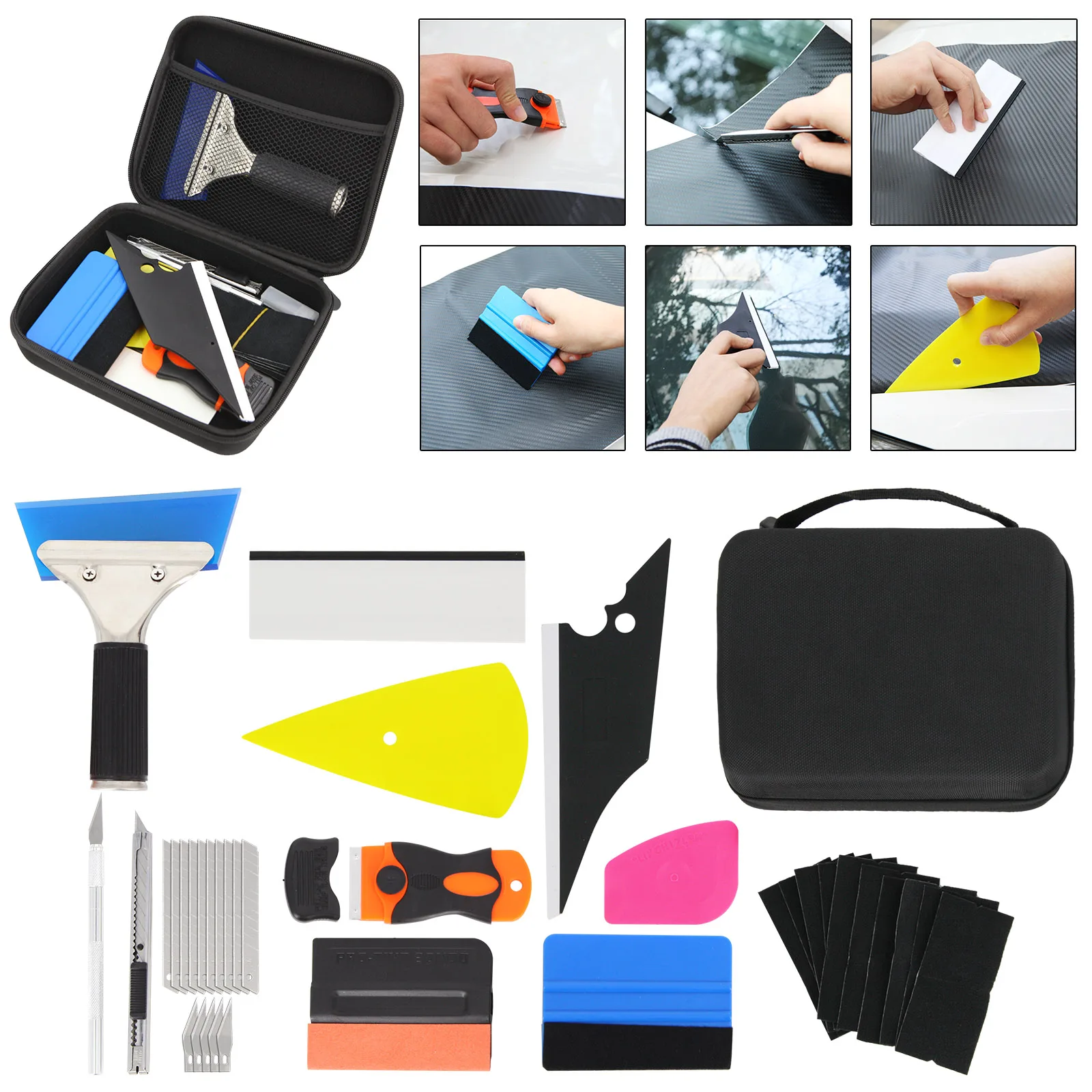 

9/14Pcs/Set Car Tools Wrap Film Sticker Wrapping Tool Auto Window Foil Squeegee Razor Scraper Cutter Aid Tool Window Tinting